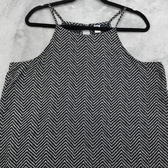 Old Navy Top Womens XL Black Chevron High Square Neck Tank Button Back Modal - Picture 2 of 9